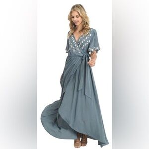 parklan embroidered wrap dress Paulina Embroidered Dress Light Blue / L main image 0